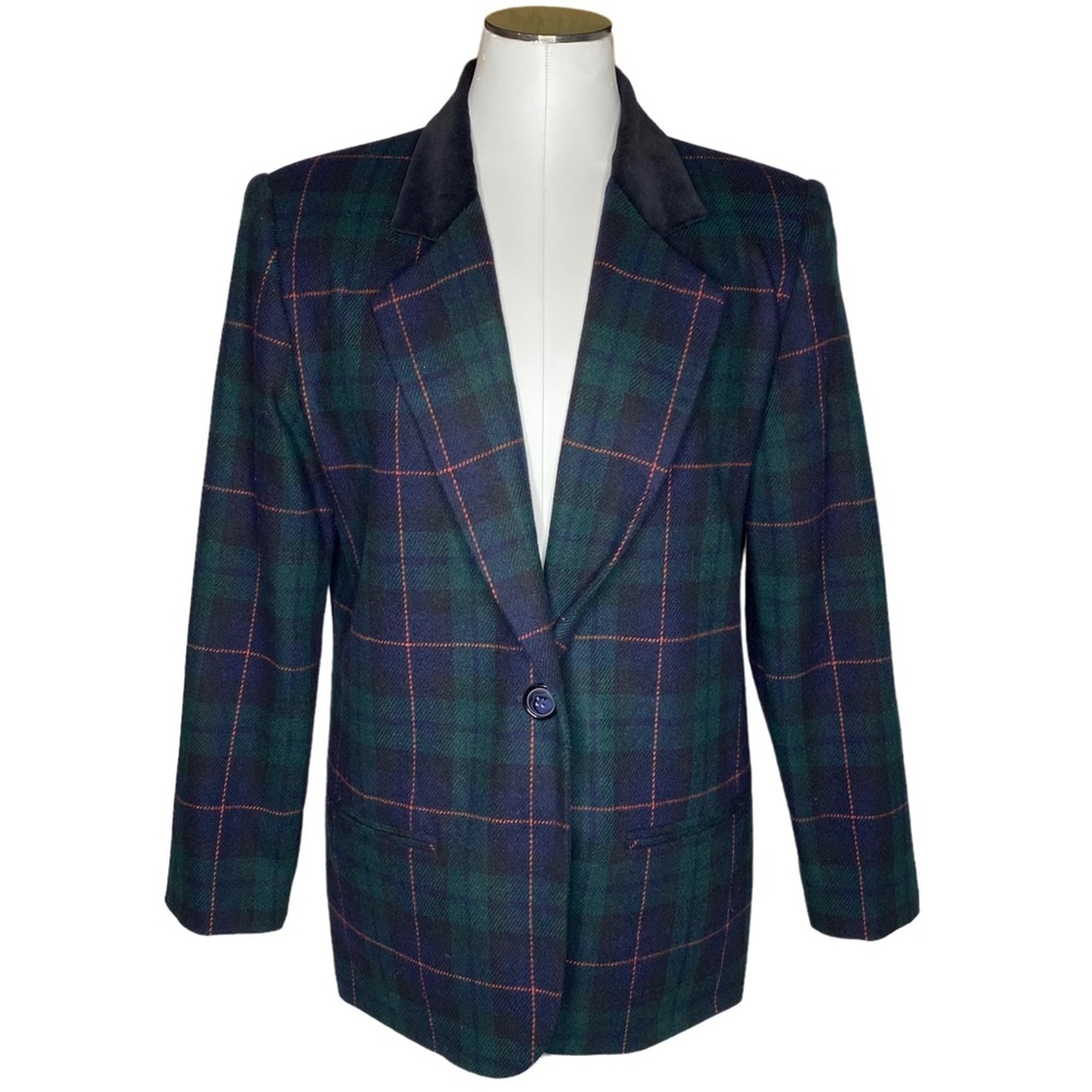 Vintage Sag Harbor Plaid Blazer Jacket